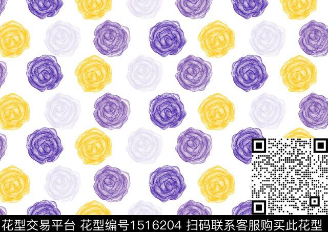 花卉大牌风创意数码印花华亿平台下载（图片编号: 1516204） - 瓦栏（Walan）