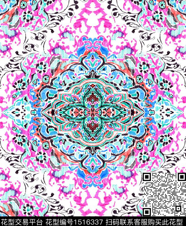 民族风异域风多元素花纹数码印花华亿平台下载（图片编号: 1516337） - 瓦栏（Walan）