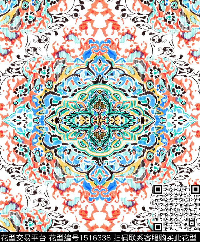 民族风异域风多元素花纹数码印花华亿平台下载（图片编号: 1516338） - 瓦栏（Walan）