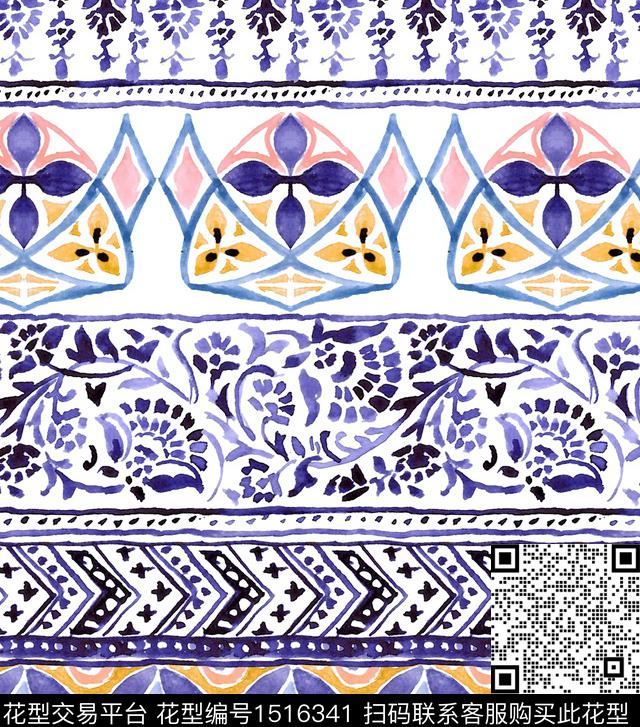 民族风异域风多元素花纹数码印花华亿平台下载（图片编号: 1516341） - 瓦栏（Walan）