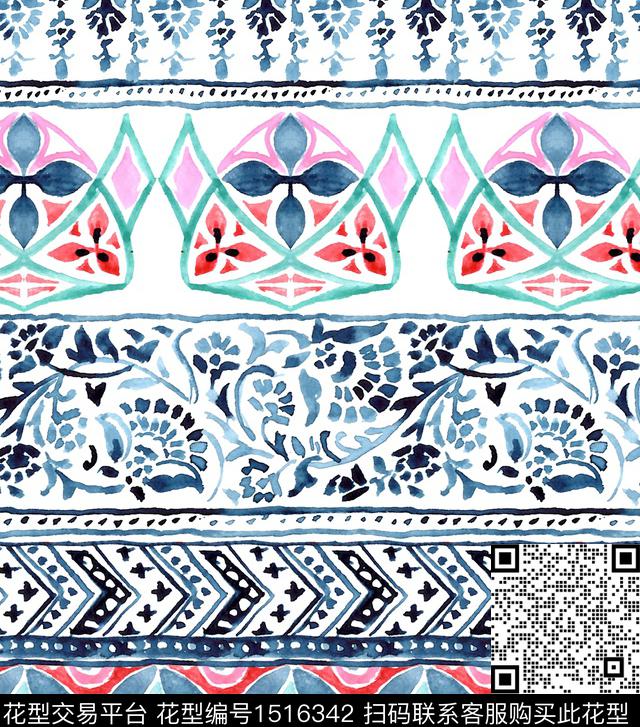 民族风异域风多元素花纹数码印花华亿平台下载（图片编号: 1516342） - 瓦栏（Walan）