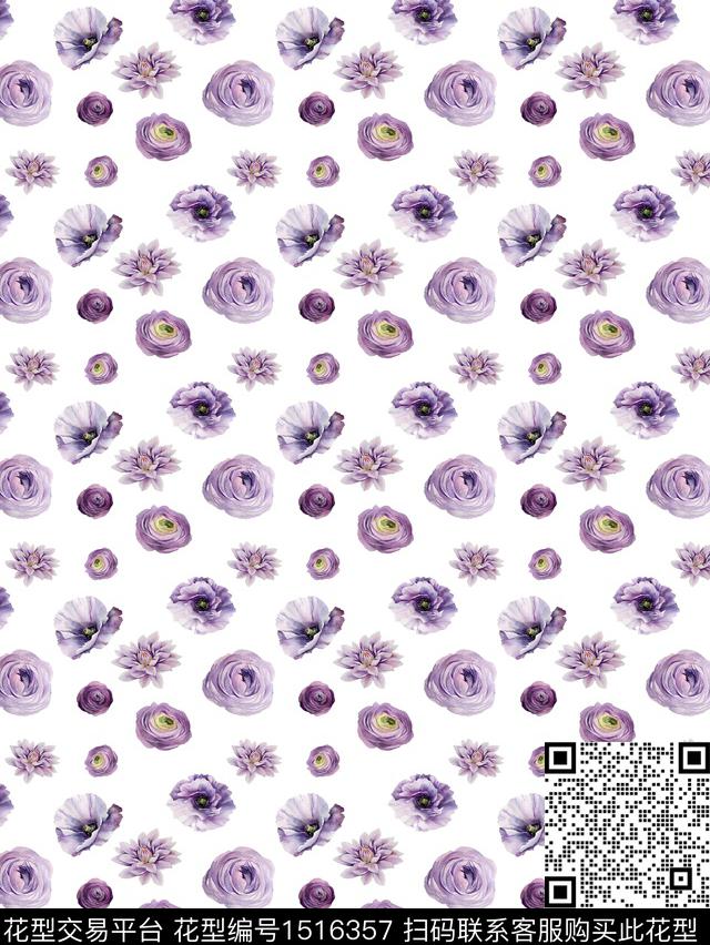 花卉小清新小碎花数码印花华亿平台下载（图片编号: 1516357） - 瓦栏（Walan）