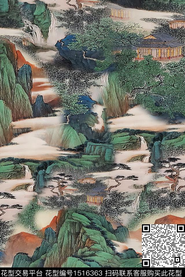 香云纱国画中老年数码印花华亿平台下载（图片编号: 1516363） - 瓦栏（Walan）