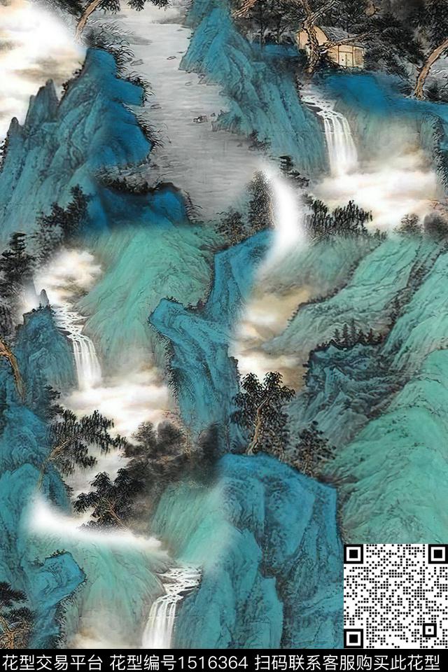 香云纱国画中老年数码印花华亿平台下载（图片编号: 1516364） - 瓦栏（Walan）