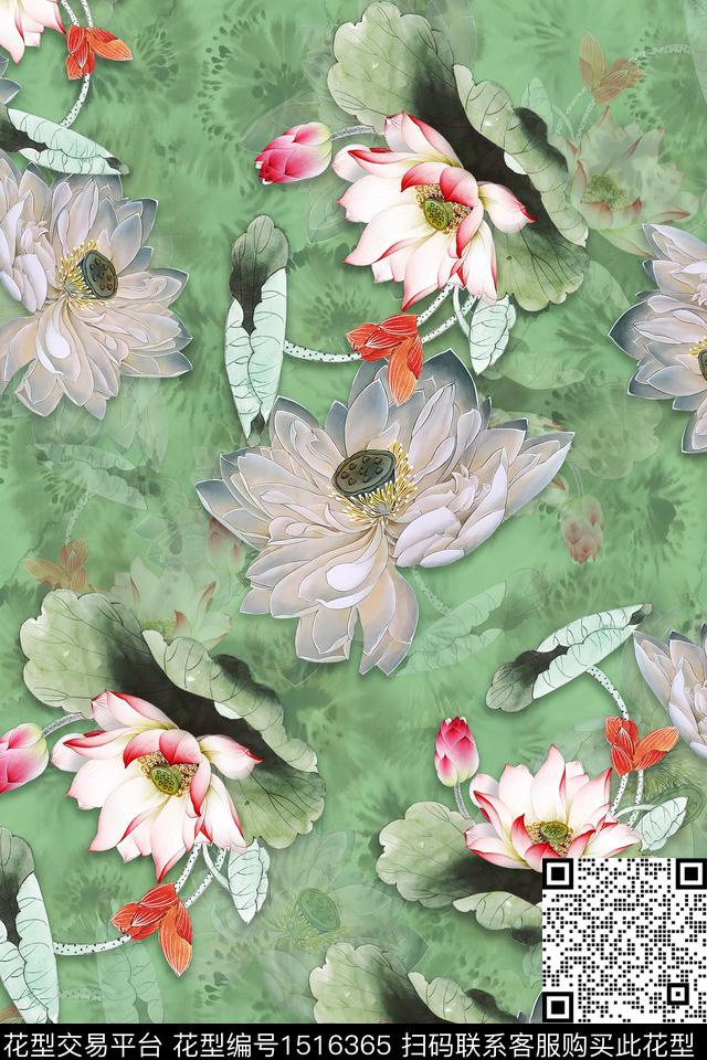 花卉香云纱中老年数码印花华亿平台下载（图片编号: 1516365） - 瓦栏（Walan）