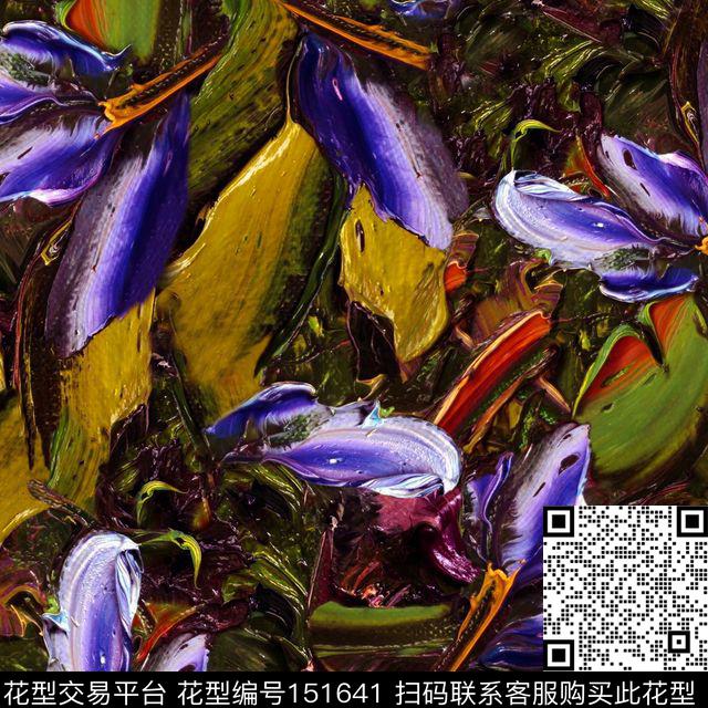 油画抽象数码印花华亿平台下载（图片编号: 151641） - 瓦栏（Walan）