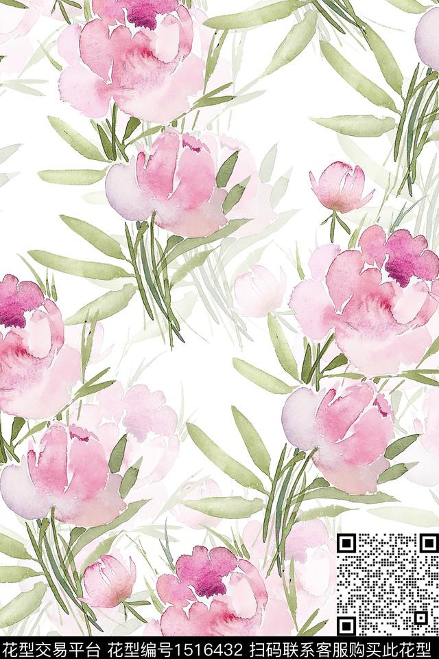 花卉小清新真丝数码印花华亿平台下载（图片编号: 1516432） - 瓦栏（Walan）