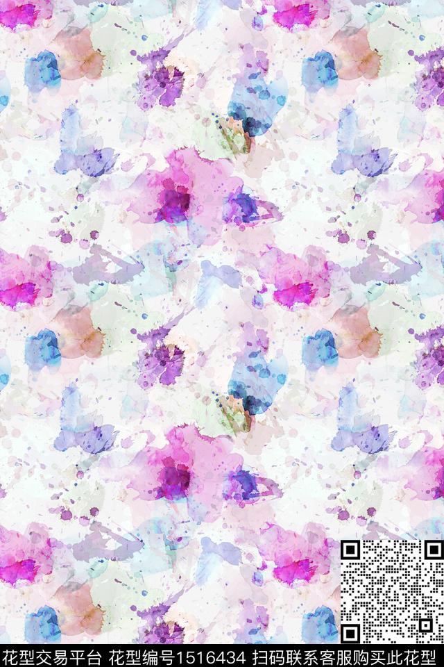 抽象小清新真丝数码印花华亿平台下载（图片编号: 1516434） - 瓦栏（Walan）