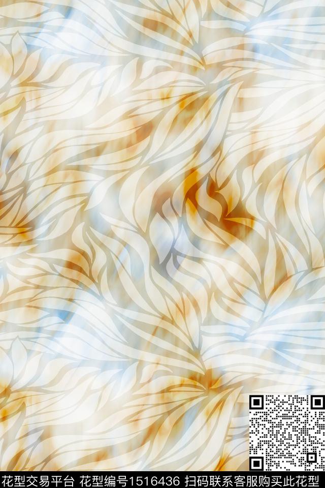 抽象小清新真丝数码印花华亿平台下载（图片编号: 1516436） - 瓦栏（Walan）