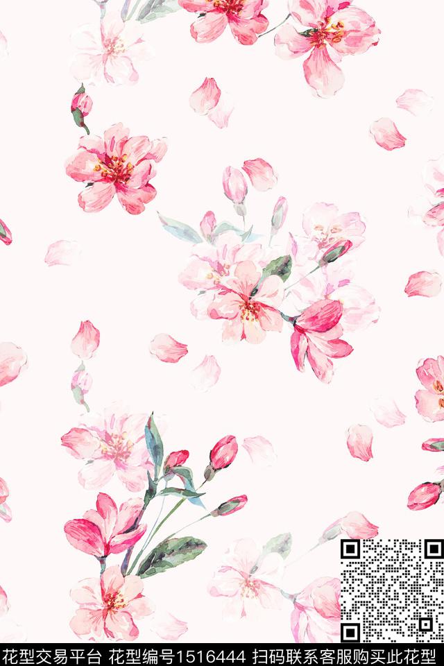 花卉大牌风小清新数码印花华亿平台下载（图片编号: 1516444） - 瓦栏（Walan）
