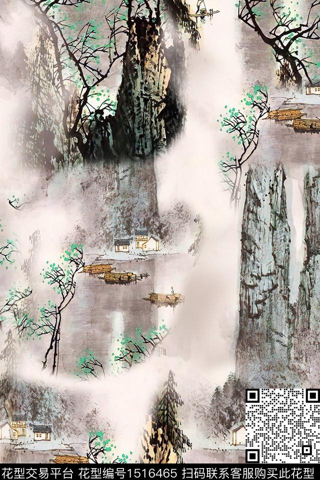 香云纱国画中老年数码印花华亿平台下载（图片编号: 1516465） - 瓦栏（Walan）