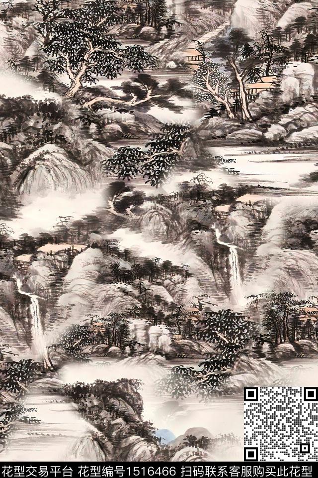 香云纱国画中老年数码印花华亿平台下载（图片编号: 1516466） - 瓦栏（Walan）