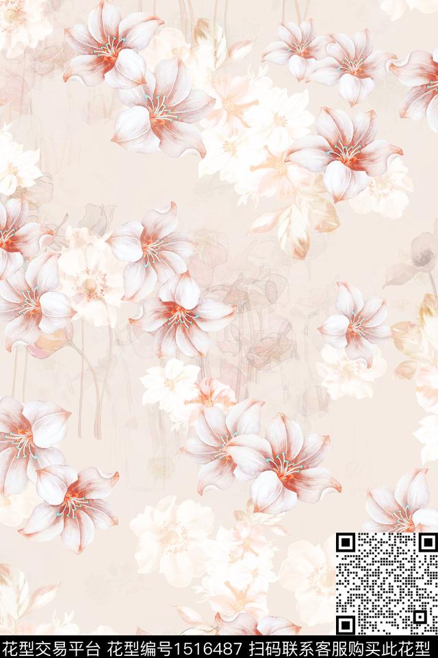 绿植树叶纸印花抽象花卉数码印花华亿平台下载（图片编号: 1516487） - 瓦栏（Walan）