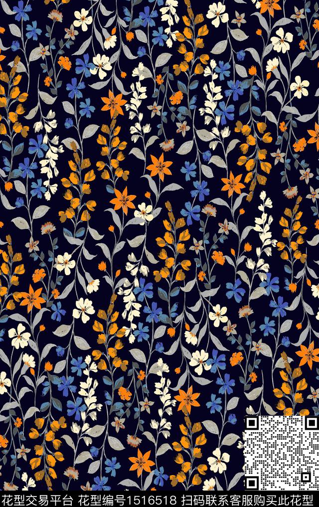 花卉春夏华亿平台小碎花数码印花华亿平台下载（图片编号: 1516518） - 瓦栏（Walan）