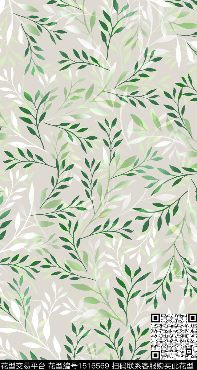 女装绿植树叶数码印花华亿平台下载（图片编号: 1516569） - 瓦栏（Walan）