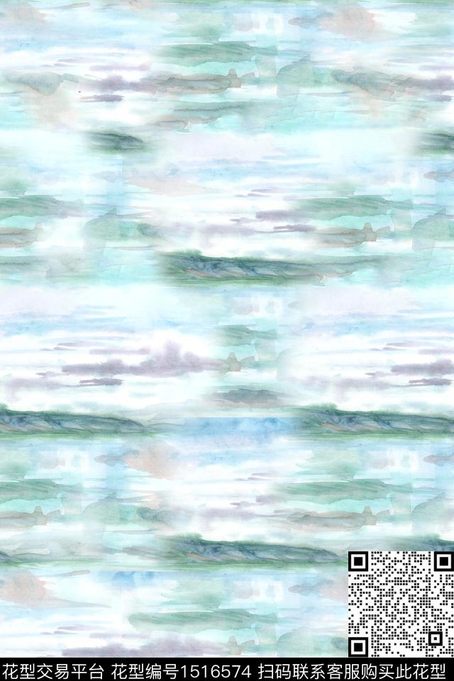 抽象小清新真丝数码印花华亿平台下载（图片编号: 1516574） - 瓦栏（Walan）