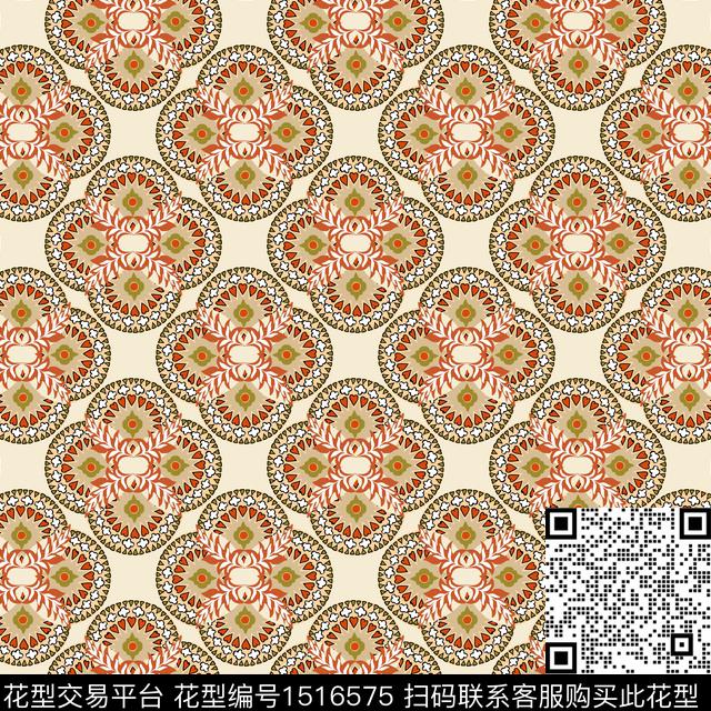 民族风花卉古典花纹数码印花华亿平台下载（图片编号: 1516575） - 瓦栏（Walan）