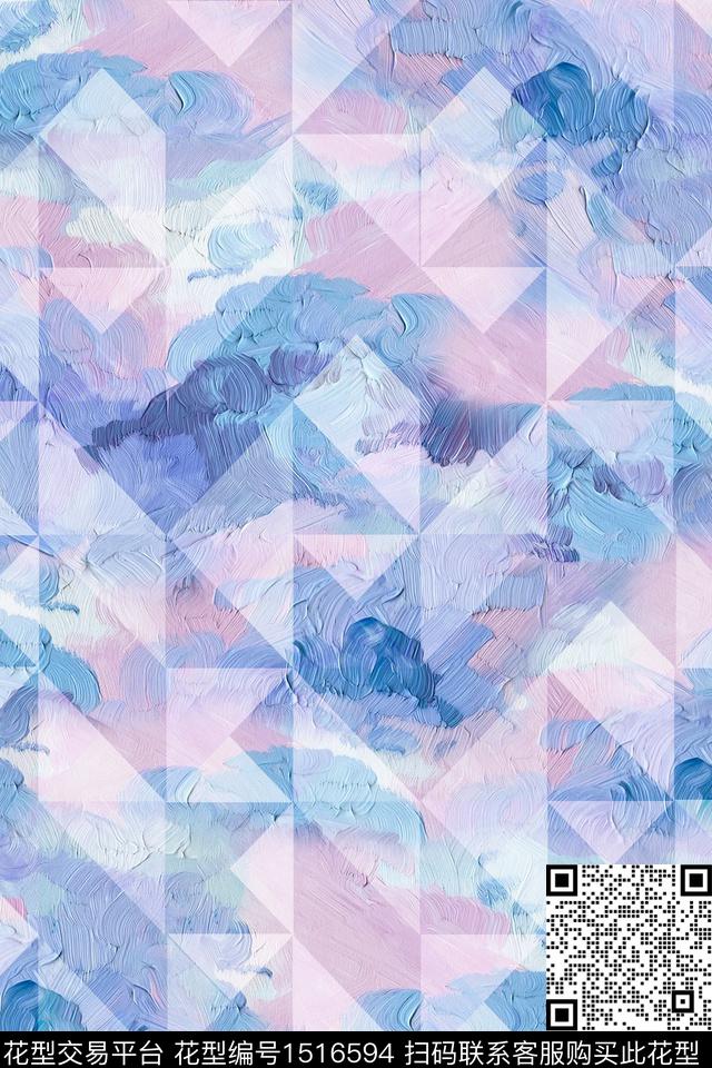 肌理几何抽象数码印花华亿平台下载（图片编号: 1516594） - 瓦栏（Walan）