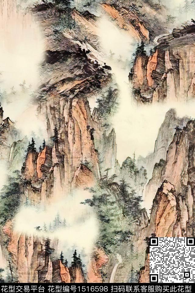 香云纱国画中老年数码印花华亿平台下载（图片编号: 1516598） - 瓦栏（Walan）