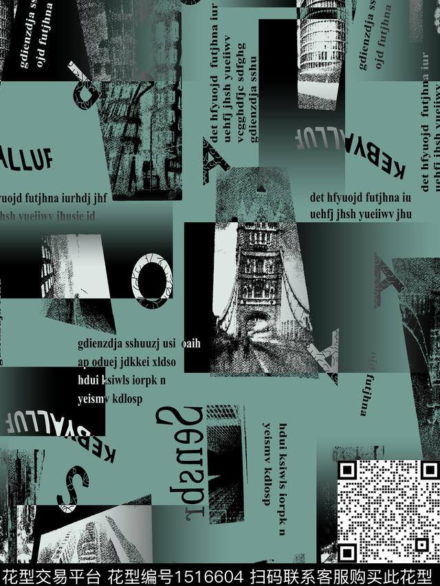 建筑字母男装数码印花华亿平台下载（图片编号: 1516604） - 瓦栏（Walan）