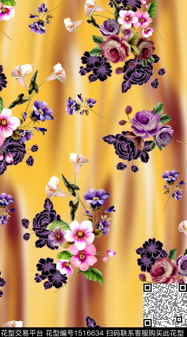 民族风花卉大牌风数码印花华亿平台下载（图片编号: 1516634） - 瓦栏（Walan）