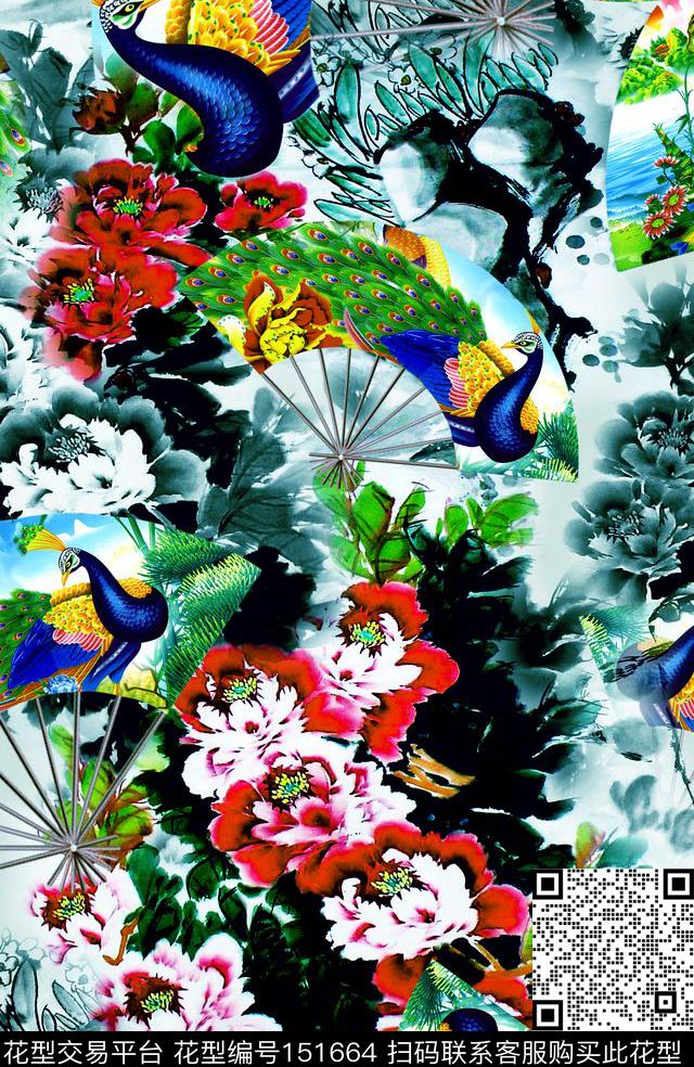 中国画国画花卉数码印花华亿平台下载（图片编号: 151664） - 瓦栏（Walan）