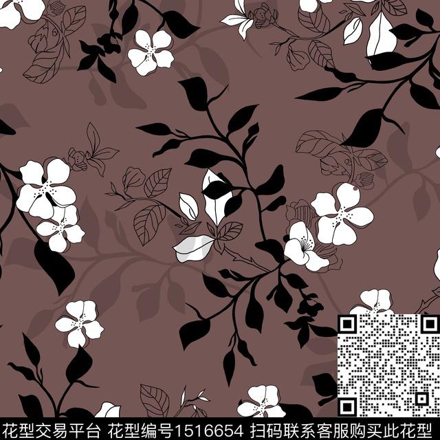 花卉手绘矢量数码印花华亿平台下载（图片编号: 1516654） - 瓦栏（Walan）