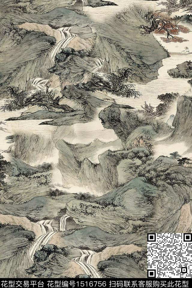 香云纱中老年国画数码印花华亿平台下载（图片编号: 1516756） - 瓦栏（Walan）