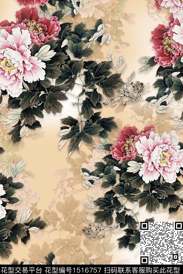 旗袍香云纱中老年数码印花华亿平台下载（图片编号: 1516757） - 瓦栏（Walan）