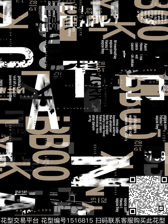 时尚字母休闲数码印花华亿平台下载（图片编号: 1516815） - 瓦栏（Walan）