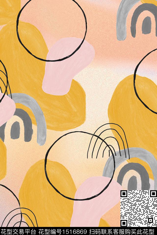 线条抽象几何数码印花华亿平台下载（图片编号: 1516869） - 瓦栏（Walan）