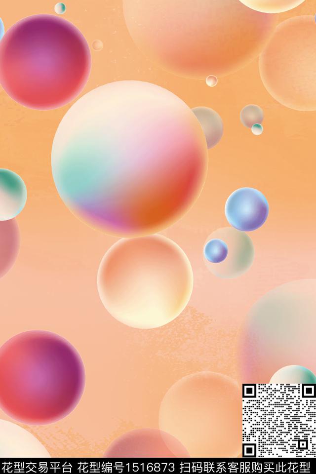 渐变几何波点数码印花华亿平台下载（图片编号: 1516873） - 瓦栏（Walan）