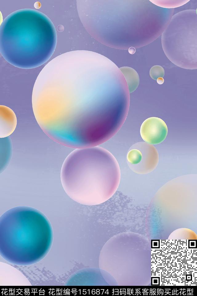 渐变几何波点数码印花华亿平台下载（图片编号: 1516874） - 瓦栏（Walan）