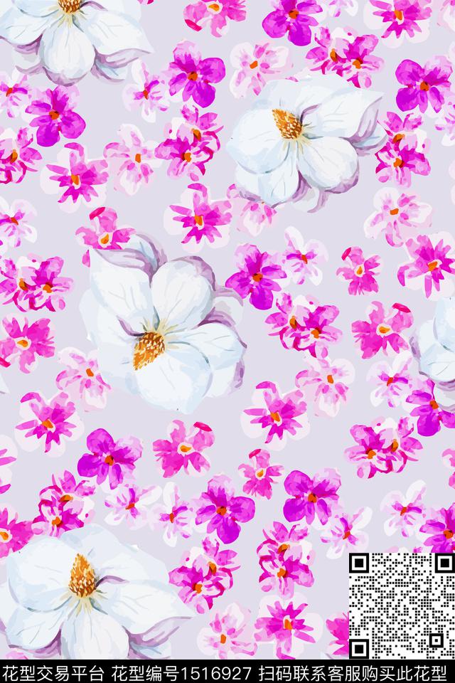 清爽底花卉年轻女性小碎花数码印花华亿平台下载（图片编号: 1516927） - 瓦栏（Walan）