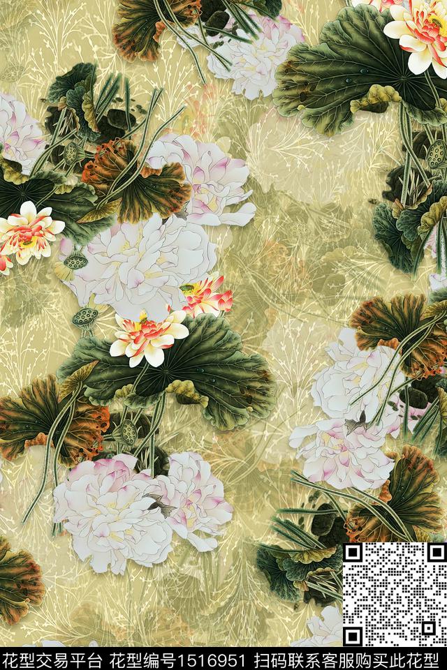 旗袍香云纱中老年数码印花华亿平台下载（图片编号: 1516951） - 瓦栏（Walan）