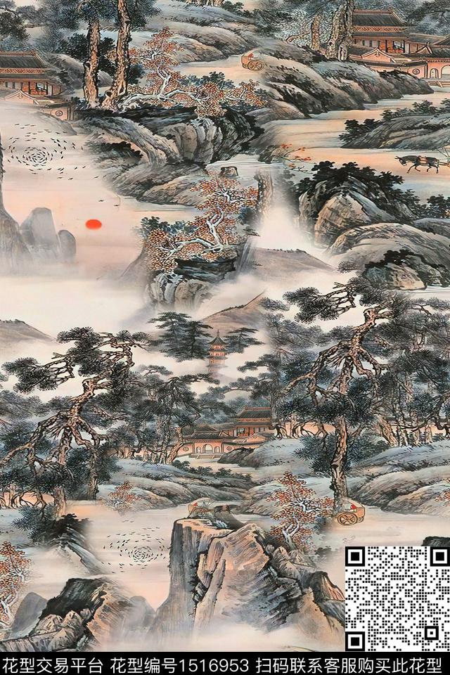 香云纱中老年国画数码印花华亿平台下载（图片编号: 1516953） - 瓦栏（Walan）