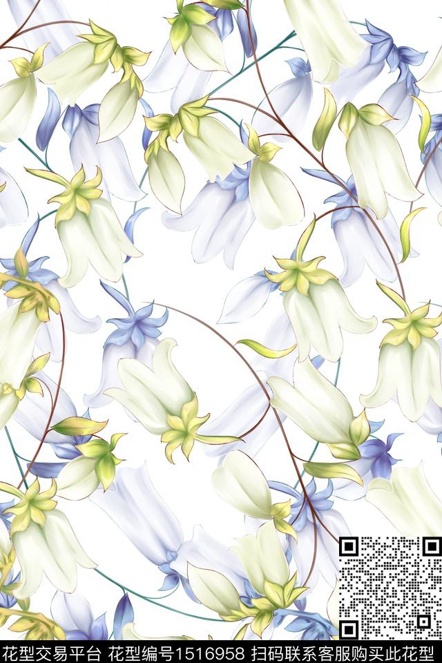 花卉大牌风小清新数码印花华亿平台下载（图片编号: 1516958） - 瓦栏（Walan）