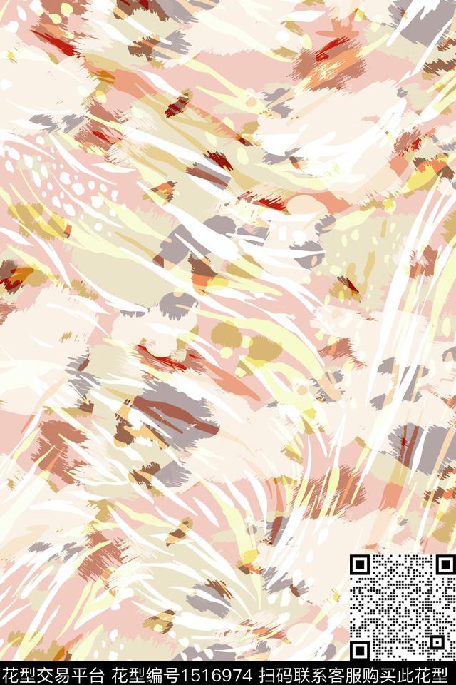抽象小清新线条数码印花华亿平台下载（图片编号: 1516974） - 瓦栏（Walan）