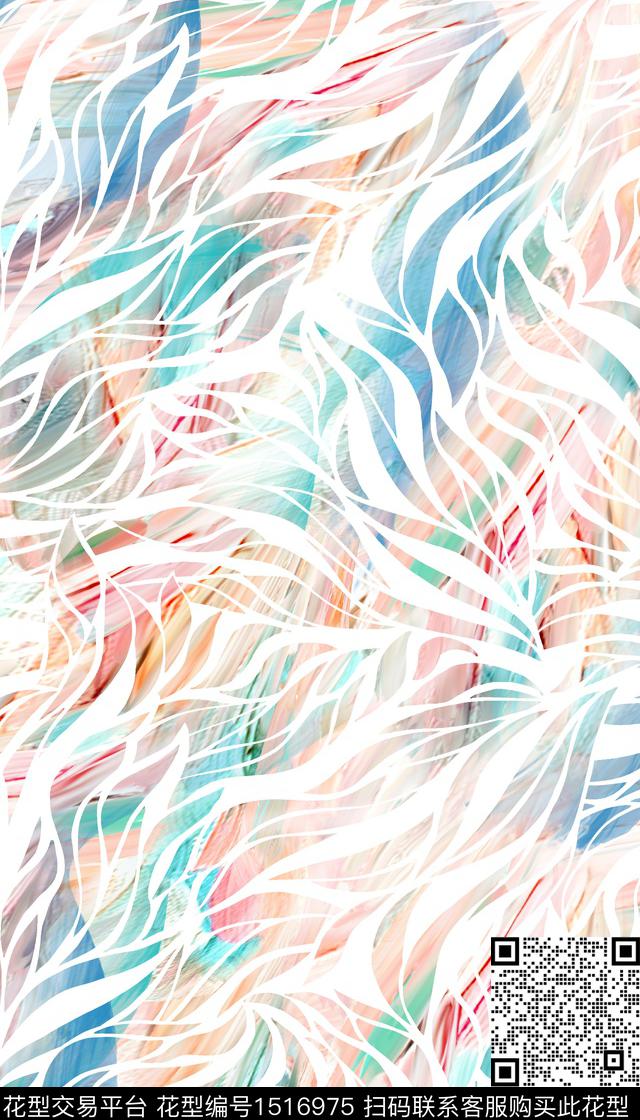 抽象小清新线条数码印花华亿平台下载（图片编号: 1516975） - 瓦栏（Walan）