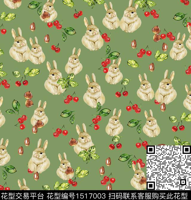 樱桃女装兔子数码印花华亿平台下载（图片编号: 1517003） - 瓦栏（Walan）