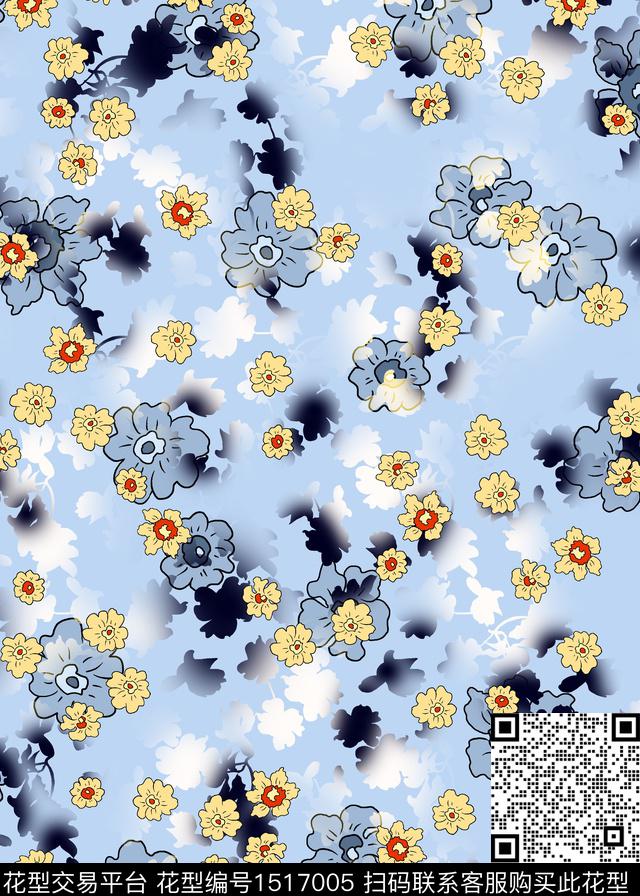 连衣裙女装花卉数码印花华亿平台下载（图片编号: 1517005） - 瓦栏（Walan）