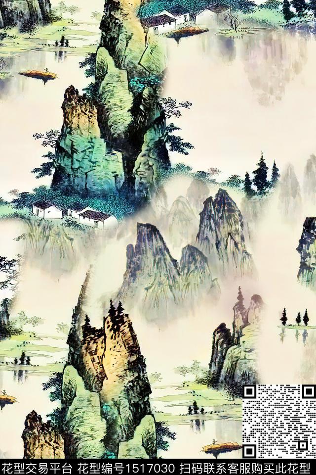 香云纱中老年国画数码印花华亿平台下载（图片编号: 1517030） - 瓦栏（Walan）