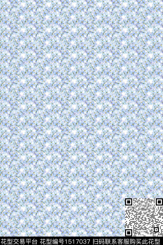 简约清爽底花卉小碎花数码印花华亿平台下载（图片编号: 1517037） - 瓦栏（Walan）