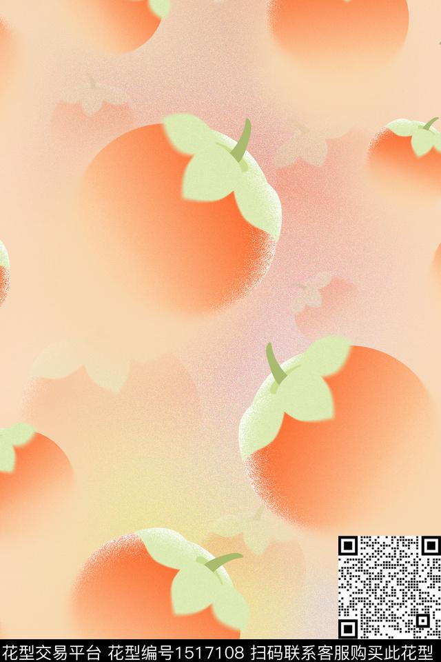 渐变水果柿子数码印花华亿平台下载（图片编号: 1517108） - 瓦栏（Walan）