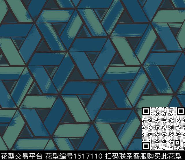 时尚几何格子数码印花华亿平台下载（图片编号: 1517110） - 瓦栏（Walan）