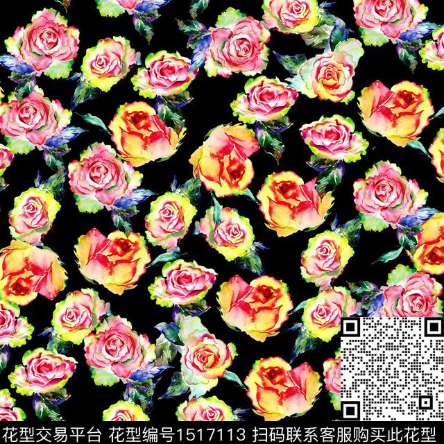 时尚绿植树叶大牌风数码印花华亿平台下载（图片编号: 1517113） - 瓦栏（Walan）