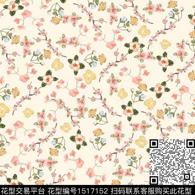 花卉大牌风小碎花数码印花华亿平台下载（图片编号: 1517152） - 瓦栏（Walan）