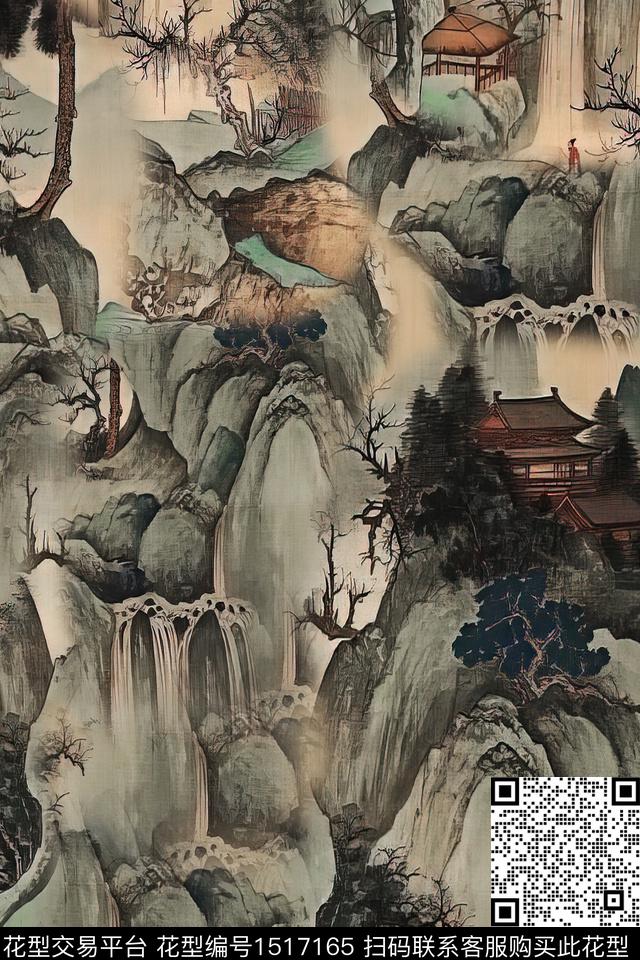 香云纱中老年国画数码印花华亿平台下载（图片编号: 1517165） - 瓦栏（Walan）