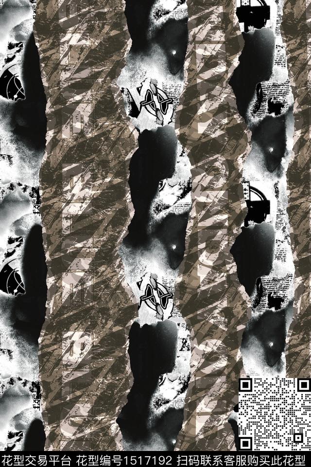 几何大牌风抽象数码印花华亿平台下载（图片编号: 1517192） - 瓦栏（Walan）