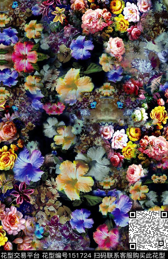 花卉写实照片数码印花华亿平台下载（图片编号: 151724） - 瓦栏（Walan）